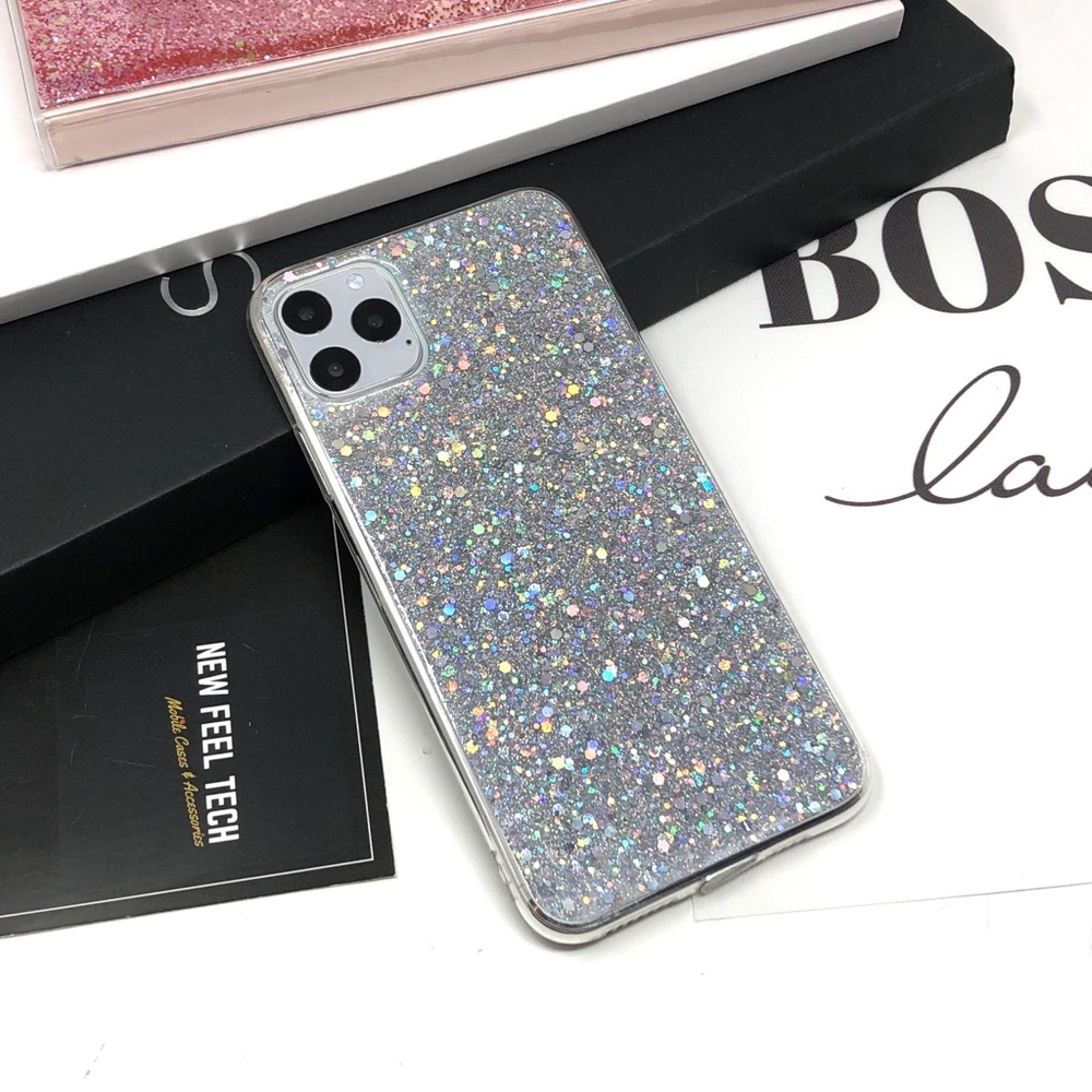 iPhone Silver Glitter Confetti Case